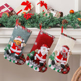 Sacs à bonbons pour bas de Noël  20*30cm 4pcs   Motif de dessin animé  Sac cadeau de Noël   Convient à la décoration de Noël