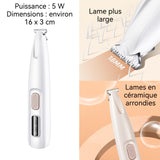 Tondeuse pour Chien 5W 16x3cm Tondeuse à poils d'animaux rechargeable et étanche Soins des pieds Taille de petite surface blanc