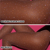 Bas résille collant à haute élasticité taille moyenne 145-180CM 40-75KG jusqu'à 130CM hanches bas cuisses brillant couleur marron