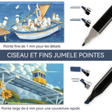Marqueurs 168 couleurs Double-embout gras Séchage rapide  Crayons de couleur pour dessin animé Pinceaux d'aquarelle pour enfants
