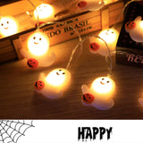 Guirlande lumineuse LED suspendue pour décoration d'halloween, citrouille fantôme, batterie, Arrangement de fête, Festival fantôme