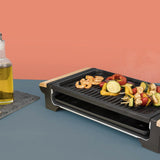 Gril électrique de table 1300 W Bac de récupération amovible Grande surface de cuisson Réglage de la température à plusieurs niveaux
