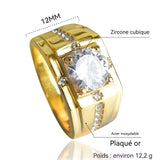 Bagues pour hommes en plaqué ou acier inoxydable Imitation Moissanite  cadeaux de proposition cadeaux d'anniversaire de mariage