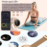 Montre Connectée Femme avec Appel Smartwatch Santé Au Alliage de titane Etanche à l'eau Podomètre Moniteur de fréquence cardiaque