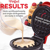 Gaufrier Mini Machine à Petit-Déjeuner Gaufrier Rond Machine à Crêpes Ronde Machine à Sandwich Petit-Déjeuner Rouge 350W