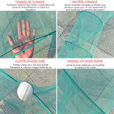 Filet de pêche 10m largeur 1.5m haut filet de pêche petite maille avec flotteurs de chaîne en fer piège à crabe pliant pour rivière