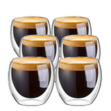 Tasse 6 pac 80ml tasse à café expresso espresso verre set tasses à café double paroi  transparent verre à thé Isolation verre a vir