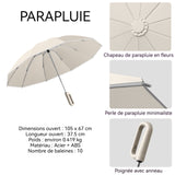 Parapluie Parapluie 10 baleines 105x67cm avec surface élargie et épaissie résistant à la pluie et aux UV solide et durable Blanc