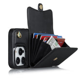 Etui en cuir à fermeture éclair pour téléphone portable Iphone13PRO Fonction de support  Plusieurs fentes pour cartes Anti-vol swipe