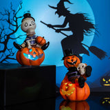 Lumières de citrouille d'Halloween   2pcs  8*7*12cm   Ornement squelette  Flash coloré   Convient à la décoration d'Halloween