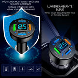 Transmetteur FM LED bluetooth FM de voiture charge rapide port 4 USB adaptateur bluetooth voiture chargeur voiture allume cigare