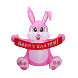 Lapin de Pâques gonflable 1.5m Fête extérieure Pink Cute Bunny LED Light Up Inflatable Patio Lawn Garden Decoration
