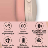 Casque v5,1 bluetooth 10 heures d'autonomie conception ergonomique appel à haute définition rangement pliable des basses vibrantes