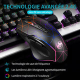 Souris de jeu sans fil Rechargeable optique mobile ergonomique avec récepteur USB anti-sommeil curseur à déplacement automatique