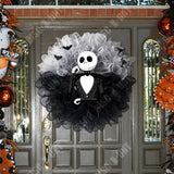 TD® Couronne d'Halloween 40*40cm Couronne de décoration tête de mort  Décoration de fête d'Halloween  Suspension de porte Halloween