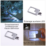 Loupe optique 85x57x9cm loupe optique portable en acrylique type carte avec lumière LED intégré pour lecture de livres/journaux