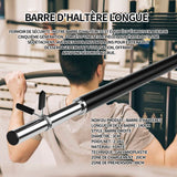 Barre d'haltères 140 cm diamètre 3 cm barre Zhiao mousse de fitness à domicile haltère longue galvanoplastie poids net 2.1 kg