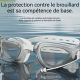 Lunettes de natation 170x38mm lunettes de natation HD unisexes en silicone étanches avec bouchons d'oreilles style compétition
