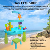 Table d'activité 3 niveaux table sable et eau avec chaise et moules table d'eau enfant exterieur pour enfants filles et garçons