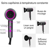 Sèche cheveux pliable 1800W 2 vitesses 3 températures Protection thermostatique Allumage par une seule touche Ménage Hair Dryer