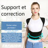 Noir ceinture de correction du dos anti-bossu de la posture assise correcteur convient aux personnes de 55 à 65 kg pour adulte