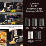 Coupe-légumes 35x26x18cm 220V coupe-légumes électrique multifonctionnel pour la maison avec 5 types de lames coupe rapide de légumes