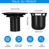 apot bonde douche 90mmx115mm noir abs bonde de douche universelle siphon douche remplacement de couvercle de vidange de douche