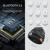 LED bluetooth bonnet 6LED sans fil bonnet musique bluetooth rechargeable USB pour extérieur course de nuit avec lumières LED