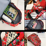 Sac à dos scolaire 44x33x14cm big red flower ethnic style big red flower large capacity casual backpack fashion trend cartable