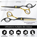 iseaux de coiffure 6 pouces 7 PCS Acier inoxydable Multifonction Convient à un usage professionnel en salon Ciseaux Coiffure