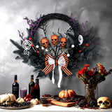 Couronne de crânes d'Halloween    43*43*9cm   Crâne jaune effrayant  Gothique sombre  Convient à la décoration d'Halloween