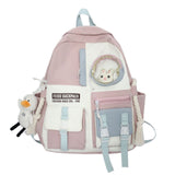 Sac à dos scolaire 40x30x13cm version coréenne du sac à dos d'étudiant Harajuku de grande capacité et de couleur patchwork cartable