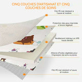 Tapis de jeu pour enfant 1,5x1,8 m pliable antidérapant avec fonction de mesure hauteur tapis pour enfant pour chambre d'enfant