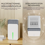 Déshumidificateur d air électrique 1500ml déshumidification d'air avec minuterie et mode veille arrêt automatique et dégivrage