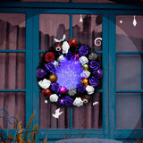Couronne d'Halloween en sycomore   40*40cm  Citrouille à tête de fantôme   lumières LED  Couronne de décoration pour Halloween