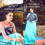 Sac de couchage 220x75cm sac de couchage chaud d'été simple couchage de camping portable confortable et respirant étanche à l'eau