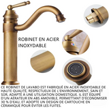 Robinet 35mm diamètre du siège de soupape robinet de lavabo salle de bain à domicile tube chaud et froid surface en cuivre antique
