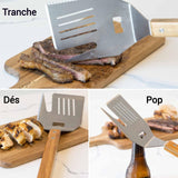 Spatule à griller 43×10×3cm multifonction 5 en 1 acier inoxydable résistant aux hautes températures spatule grillades d'extérieur