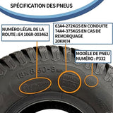 Pneu 18x9.50-8 pneu pour tracteur à pelouse sans chambre à air tondeuse pneu sur tondeuse de jardin Jardin lawnmower remorque pneu