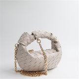 Nouveau sac en cuir chaîne rides boulette sac en cuir véritable aisselle tissé sac à la mode Messenger croissant sac femmes