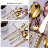 ouverts de Table Acier Inoxydable 4 Pcs pour Ensemble de Ménagère Comprend Couteau Fourchette Cuillère cuillère à café Couleur Or