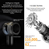Seche cheveux professionnel Ionique 1600w LED 3 vitesses,4 températures,silencieux,sèche-cheveux ionique avec 1 diffuseur 4 buses