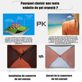 Tente de plage 200x150x115cm 3-4 personnes Tissu oxford tente anti uv tente familiale avec 8 piquets de sol et 4 cordes coupe-vent