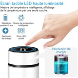 Gourde isotherme 450ml étanche acier inoxydable avec indicateur de température LED maintient au chaud pendant 6 à 12 heures blanc