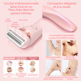 Rasoir electrique femme 800mAh 2 en 1 epilateur electrique femme avec écran LCD peut être utilisé humide ou sec cadeaux femmes