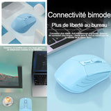 Souris sans fil 2,4g bluetooth 5,2 800-1200-1600 dpi une forme ergonomique dans la paume la main souris sans fil rechargeable bleu