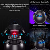 Enceinte bluetooth mini rond rechargeable portable avec lampe respiratoire LED haut-parleur bluetooth stéréo bass puissantes