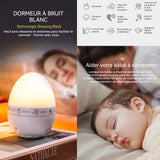 Veilleuse 650mAh veilleuse en forme d'oeuf avec 9 effets sonores réduction du stress du bruit blanc lampe de nuit à lumière chaude