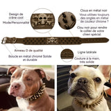 Collier pour chien crâne avec rivets réglable laisse de chien convient aux chiens moyens et grands collier pour animal compagnie