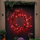 Couronne d'Halloween   45*45cm  Design de branche morte  Simulation de globes oculaires   Design lumineux  Décoration d'Halloween